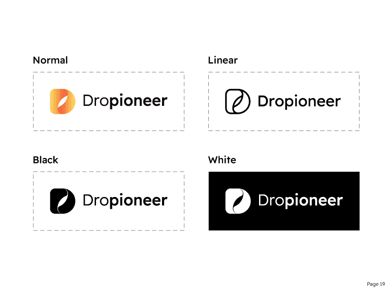Dropioneer Logo Variations - Horizontal | Rainy Design Studio